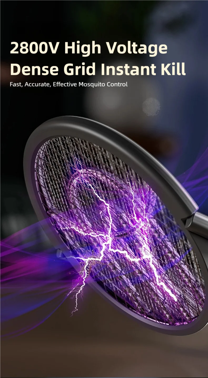 TINSOL Telescopic Rotating Head Electric Mosquito Swatter Rechargeable Electric Mosquito Swatter, Indoor/Outdoor Mosquito Killer