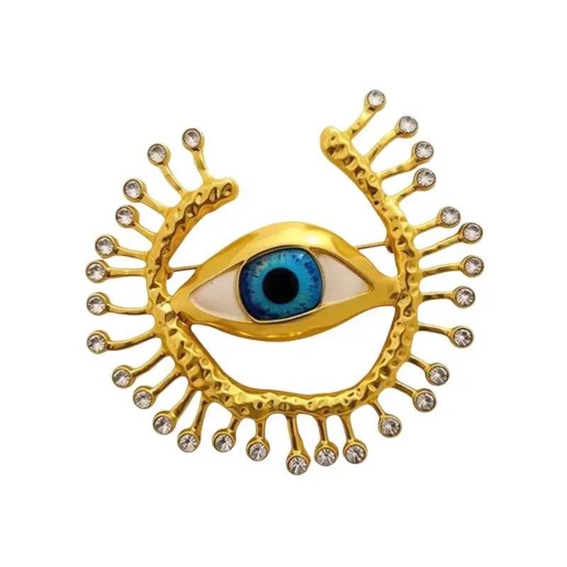 Pleated Devil's Eye Brooch Alloy Keyhole Shape Glaze Luxury Badge Pin Trendy Tassels Banquet Clothes Metal Pin