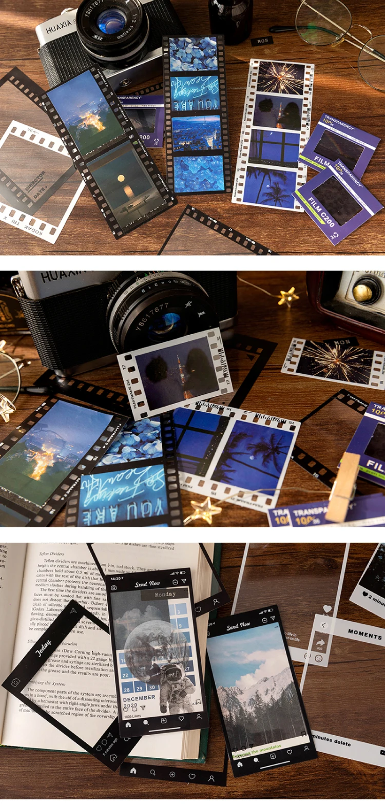 15 pcs INS Transparent photo frame DIY Decorative Stickers for hand made Diary Album Scrapbooking material junk journal supplies