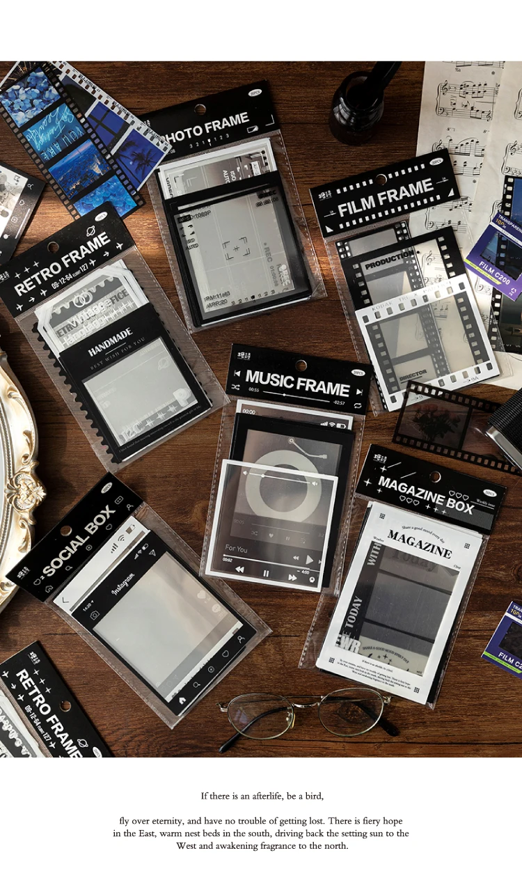 15 pcs INS Transparent photo frame DIY Decorative Stickers for hand made Diary Album Scrapbooking material junk journal supplies