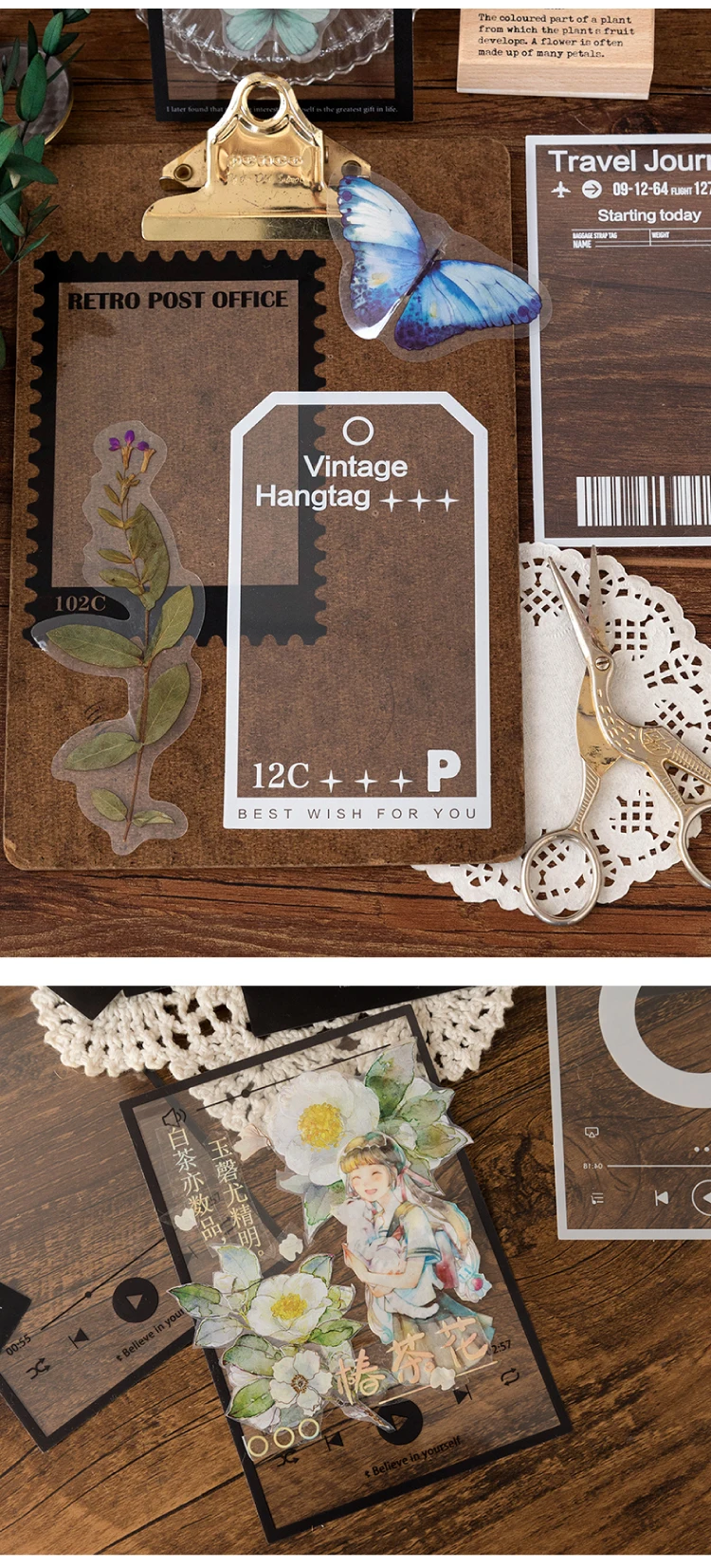 15 pcs INS Transparent photo frame DIY Decorative Stickers for hand made Diary Album Scrapbooking material junk journal supplies