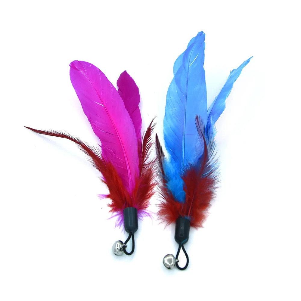 9 Pack Colorful Feather Replacement Head Funny Cat Stick Tassel Feather Fishing Rod Cat Toy Set Cat Toys Interactive