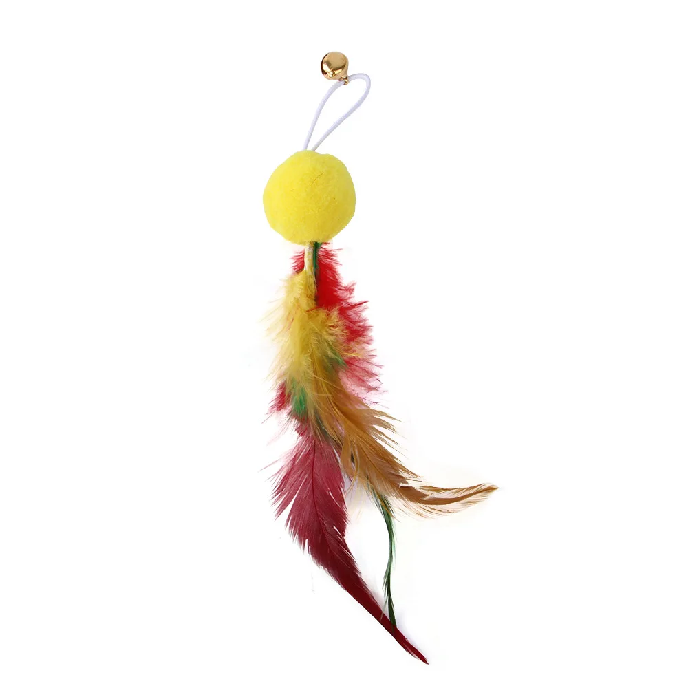 9 Pack Colorful Feather Replacement Head Funny Cat Stick Tassel Feather Fishing Rod Cat Toy Set Cat Toys Interactive