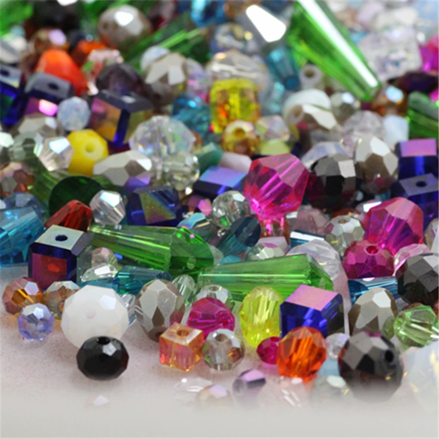 Mixed Color & Size & Shape Total About 10G Loose Austria Crystal Beads Glass Seed Beads For Kids Jewelry DIY Making Accessorie