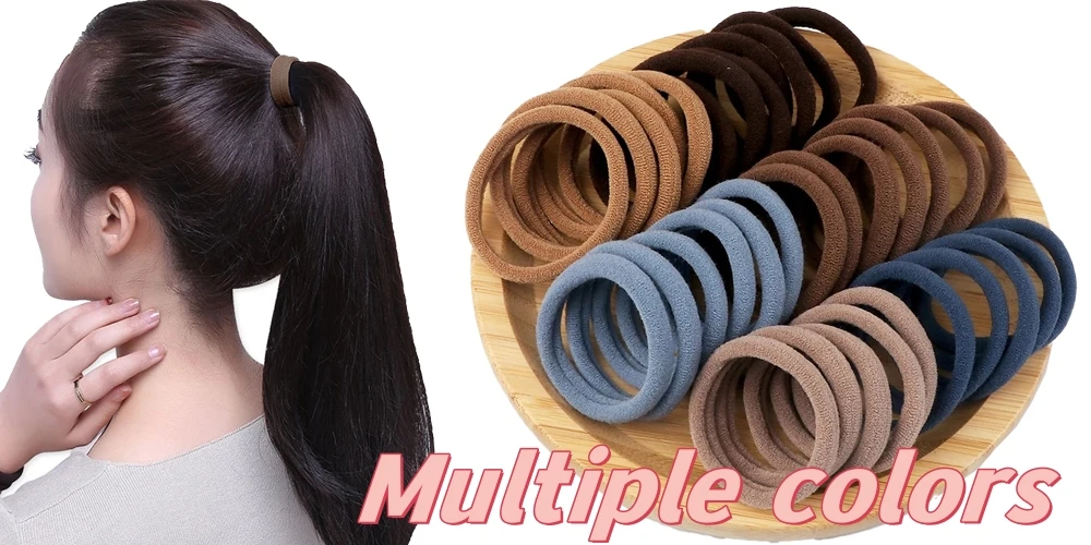 50pcs Black Elastic Hair Band Leagues Ties Colets Scrunchies Springs Gum Accessory For Girl Women No Damage Pigtails Holder Set