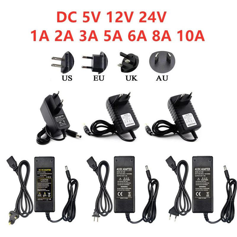 AC 220V To 5V 12V 24V Power Supply Adapter 1A 2A 3A 5A 6A 8A 10A Charger Universal Switching Power Supply Adapter 5 12 24 V Volt