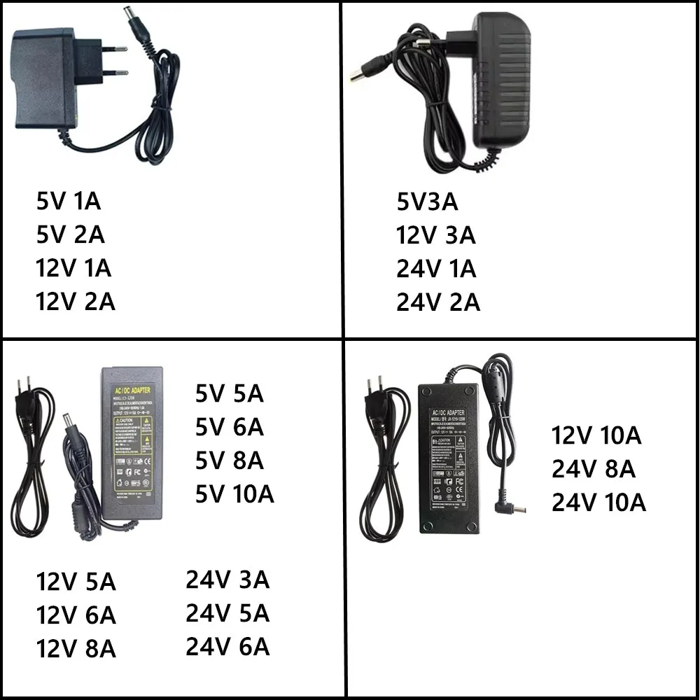 AC 220V To 5V 12V 24V Power Supply Adapter 1A 2A 3A 5A 6A 8A 10A Charger Universal Switching Power Supply Adapter 5 12 24 V Volt