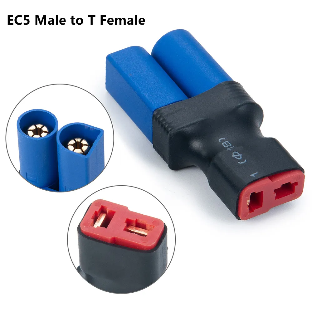 MIBIDAO EC5 to T Deans Female Male Connector RC Lipo Battery Control Parts Banana Plug Adapter