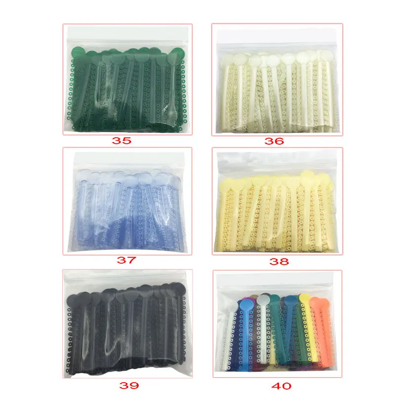 40Pcs/bag Dental Elastic Ligature Ties Orthodontic Rubber Bands for Brackets Braces 40 Colors Optional