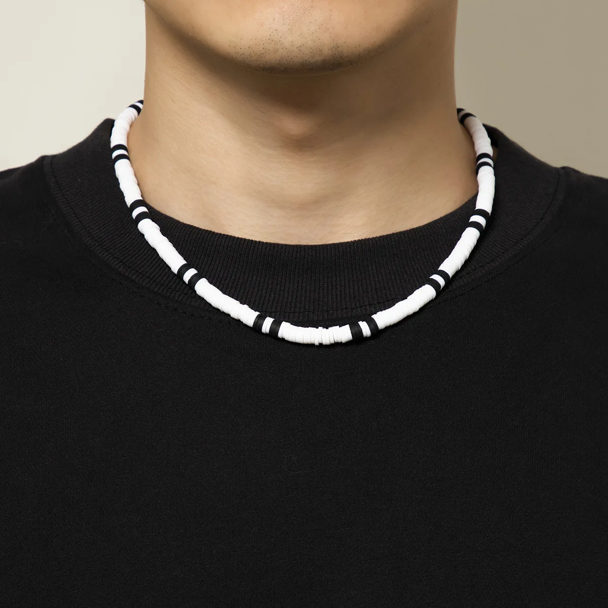 Collar Hombre Bohemia White Black Soft Polymer Beads Necklace Men Collier Homme Male Necklace for Men Women Collana Uomo