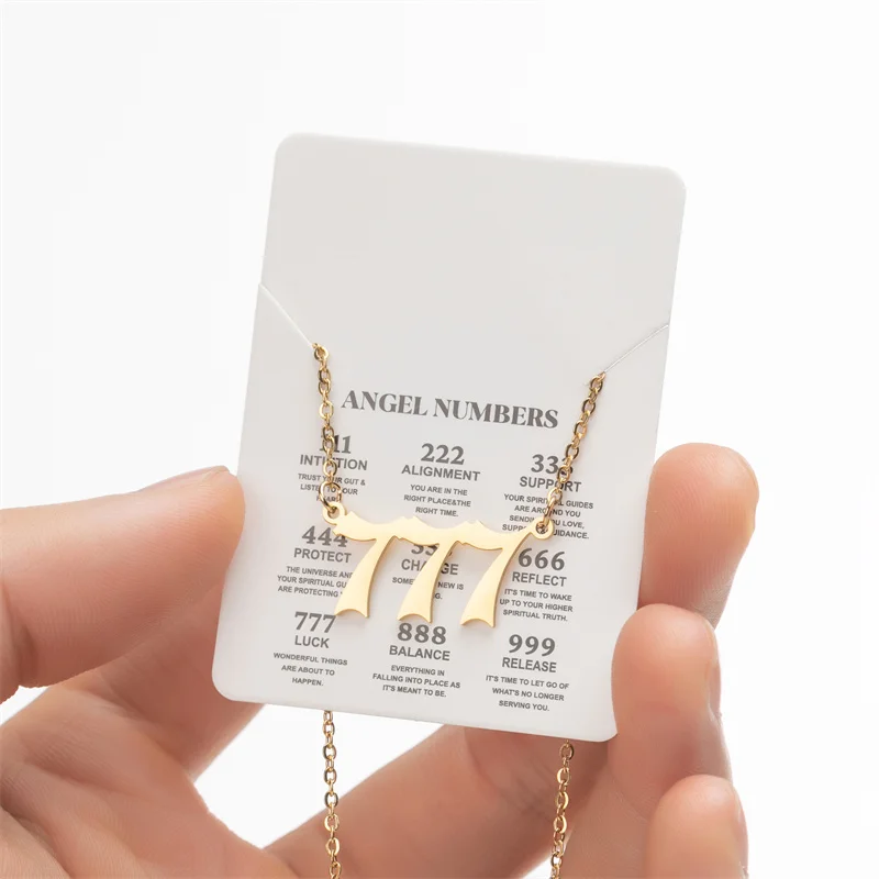 Statement Angel Number 7 Gold Pendent Chain Necklace Choker For Women Summer Stainless Steel Girl Necklace Fashion Jewelry
