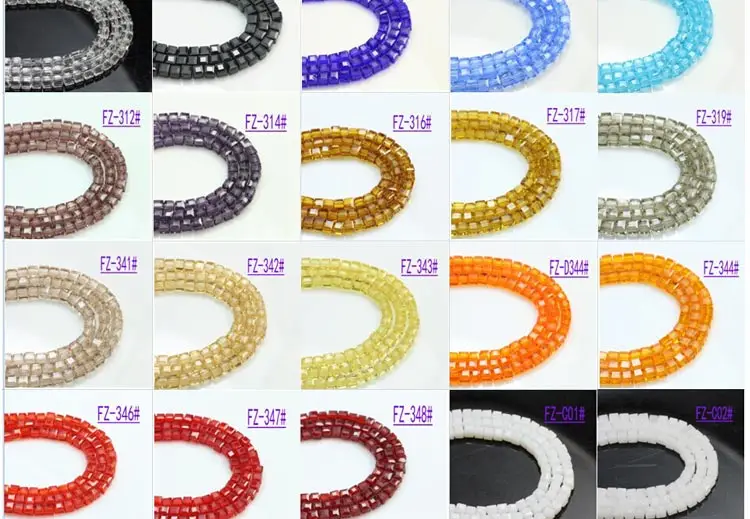 4/6/8/10mm Crystal Glass Square Beads Spacer For Women Jewelry Making DIY Accessories Wholesale Crafts Cube Bead Necklace