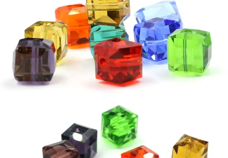 4/6/8/10mm Crystal Glass Square Beads Spacer For Women Jewelry Making DIY Accessories Wholesale Crafts Cube Bead Necklace