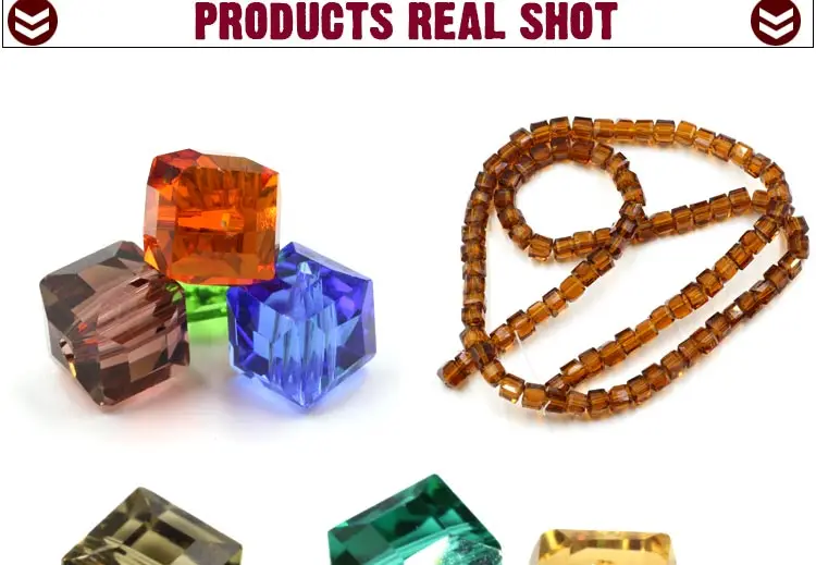 4/6/8/10mm Crystal Glass Square Beads Spacer For Women Jewelry Making DIY Accessories Wholesale Crafts Cube Bead Necklace