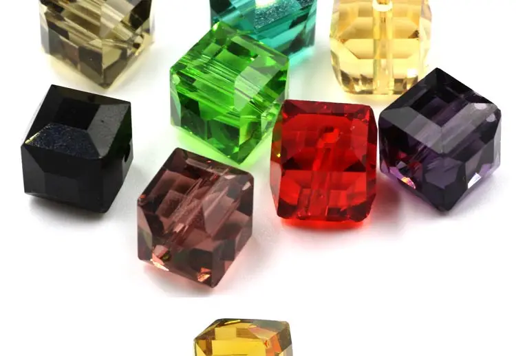 4/6/8/10mm Crystal Glass Square Beads Spacer For Women Jewelry Making DIY Accessories Wholesale Crafts Cube Bead Necklace