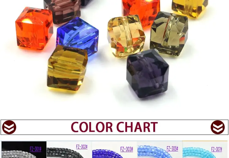 4/6/8/10mm Crystal Glass Square Beads Spacer For Women Jewelry Making DIY Accessories Wholesale Crafts Cube Bead Necklace
