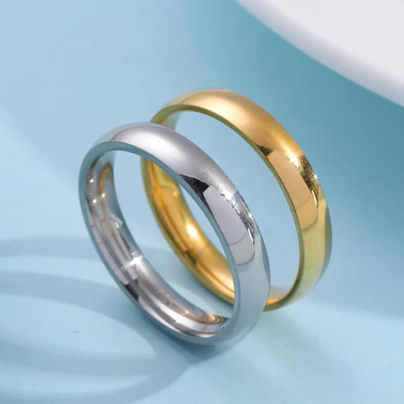 Classic 4mm Curved Stainless Steel Couple Ring Charm Men Women Titanium Steel Rings Best Party Gift Jewelry