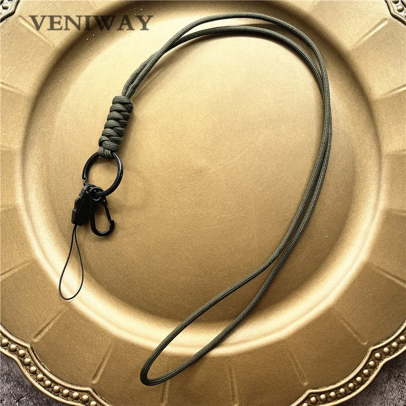 New Outdoor Rock Climbing Paracord Keychain Lanyard Snake Knot Split Ring ID Holder Mulyiple Use Long Lanyard For EDC Knife Key