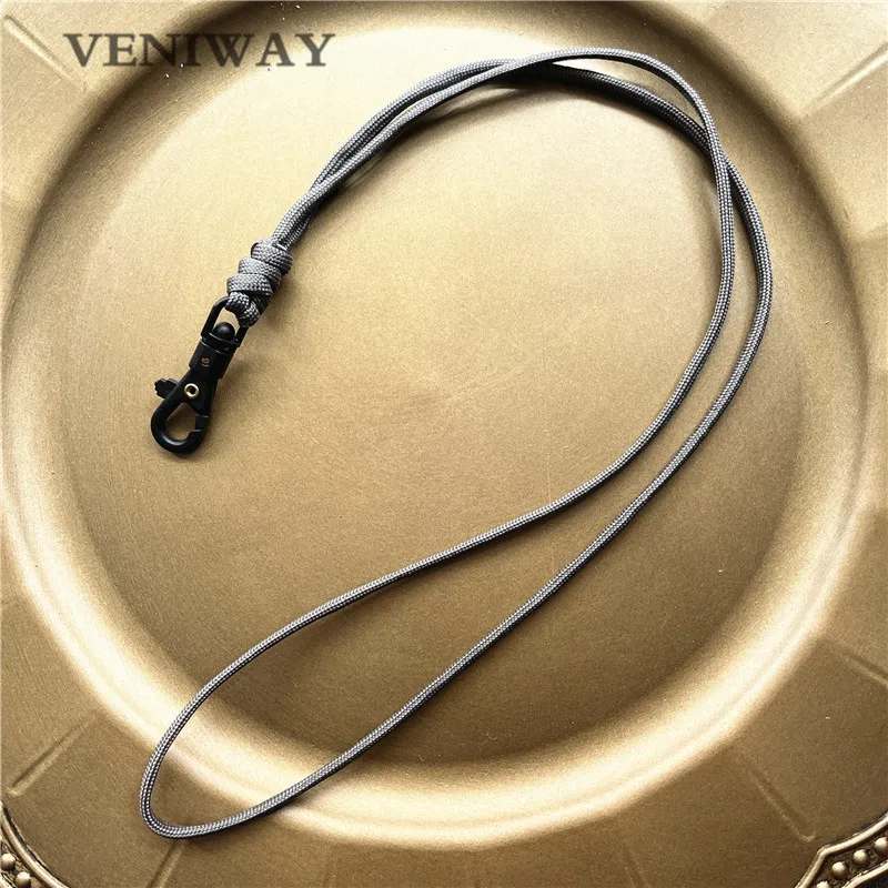 New Outdoor Rock Climbing Paracord Keychain Lanyard Snake Knot Split Ring ID Holder Mulyiple Use Long Lanyard For EDC Knife Key
