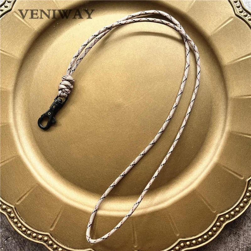New Outdoor Rock Climbing Paracord Keychain Lanyard Snake Knot Split Ring ID Holder Mulyiple Use Long Lanyard For EDC Knife Key