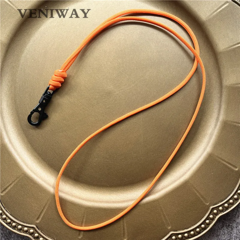 New Outdoor Rock Climbing Paracord Keychain Lanyard Snake Knot Split Ring ID Holder Mulyiple Use Long Lanyard For EDC Knife Key