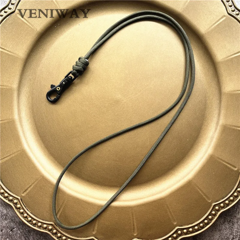 New Outdoor Rock Climbing Paracord Keychain Lanyard Snake Knot Split Ring ID Holder Mulyiple Use Long Lanyard For EDC Knife Key