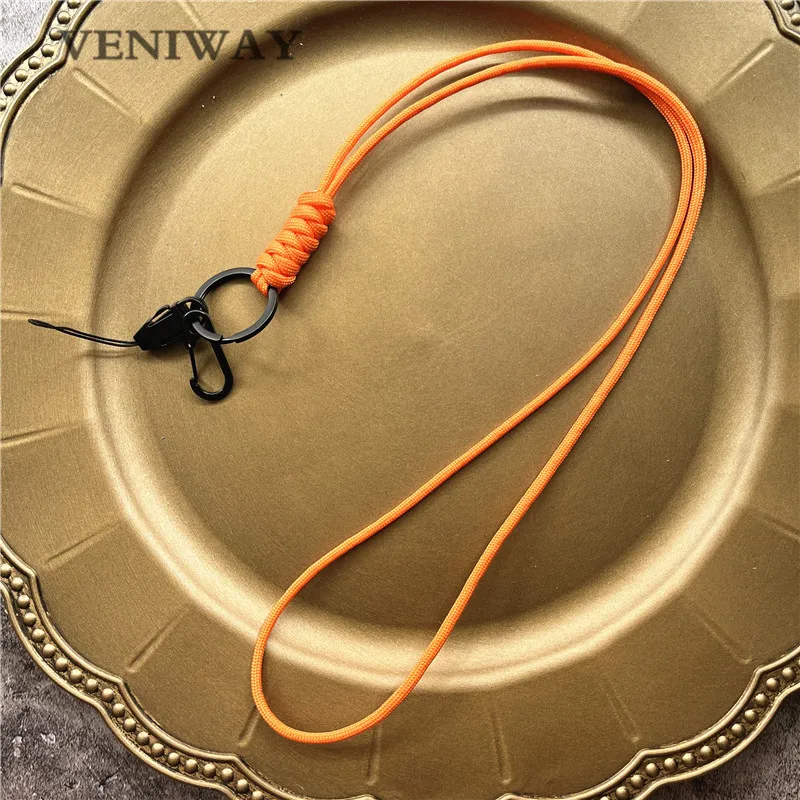 New Outdoor Rock Climbing Paracord Keychain Lanyard Snake Knot Split Ring ID Holder Mulyiple Use Long Lanyard For EDC Knife Key