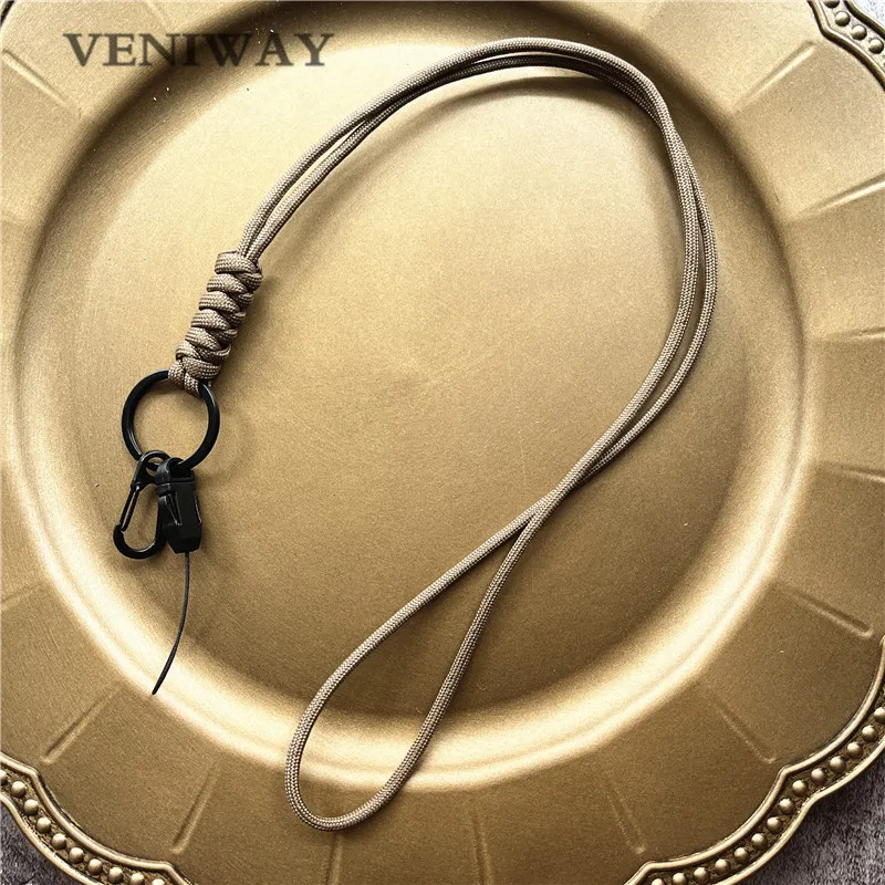New Outdoor Rock Climbing Paracord Keychain Lanyard Snake Knot Split Ring ID Holder Mulyiple Use Long Lanyard For EDC Knife Key