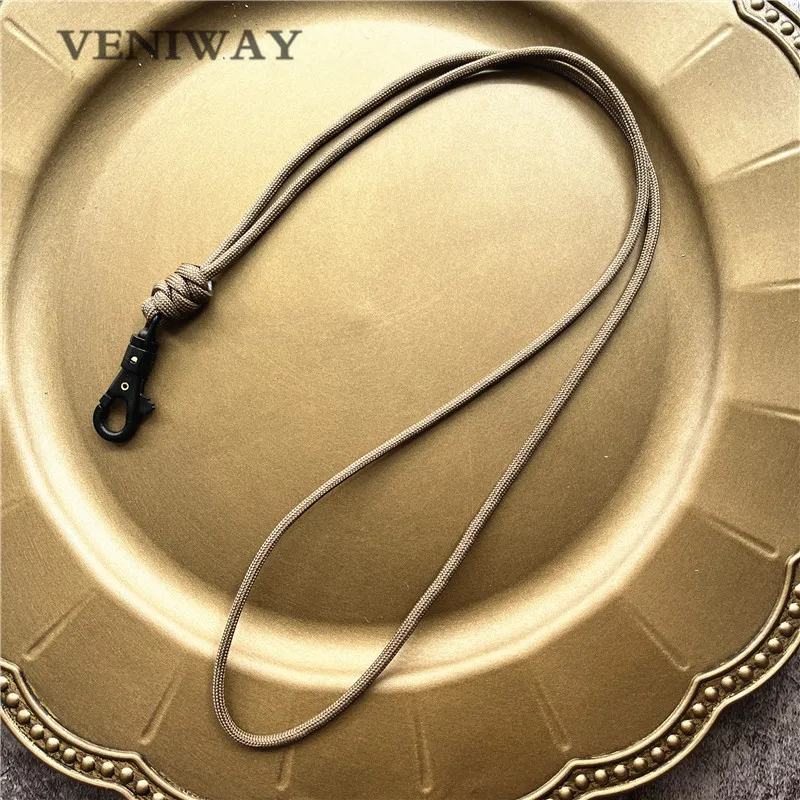 New Outdoor Rock Climbing Paracord Keychain Lanyard Snake Knot Split Ring ID Holder Mulyiple Use Long Lanyard For EDC Knife Key