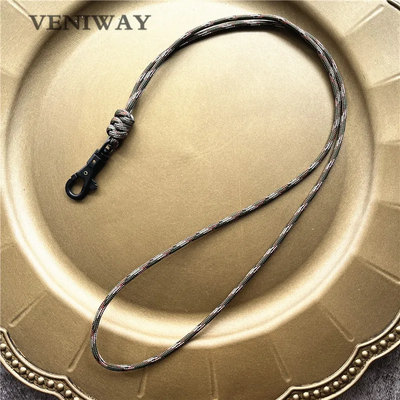 New Outdoor Rock Climbing Paracord Keychain Lanyard Snake Knot Split Ring ID Holder Mulyiple Use Long Lanyard For EDC Knife Key
