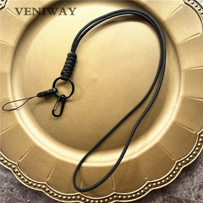 New Outdoor Rock Climbing Paracord Keychain Lanyard Snake Knot Split Ring ID Holder Mulyiple Use Long Lanyard For EDC Knife Key