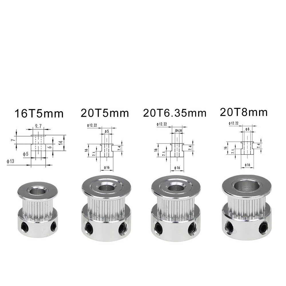 GT2 20Teeth 16 Teeth 20 Teeth Bore 5mm/8mm Timing Alumium Pulley Fit For GT2-6mm Open Timing Belt For 3D Printer