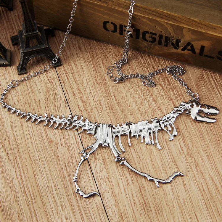 LOVBEAFAS Fashion Gothic Dragon Tyrannosaurus Skeleton Dinosaur Necklaces & Pendants Chain Choker Collar Necklace For Women