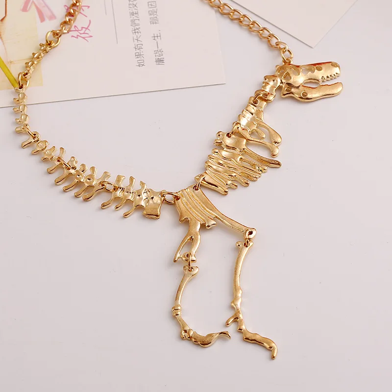 LOVBEAFAS Fashion Gothic Dragon Tyrannosaurus Skeleton Dinosaur Necklaces & Pendants Chain Choker Collar Necklace For Women