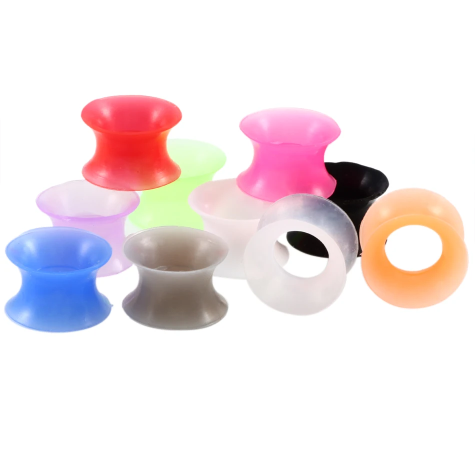 2Pcs/lot Silicone Tunnels for Ear Flexible Flesh Ear Plugs and Tunnels Earlets Expander Stretcher Ear Dilations Piercing Jewelry