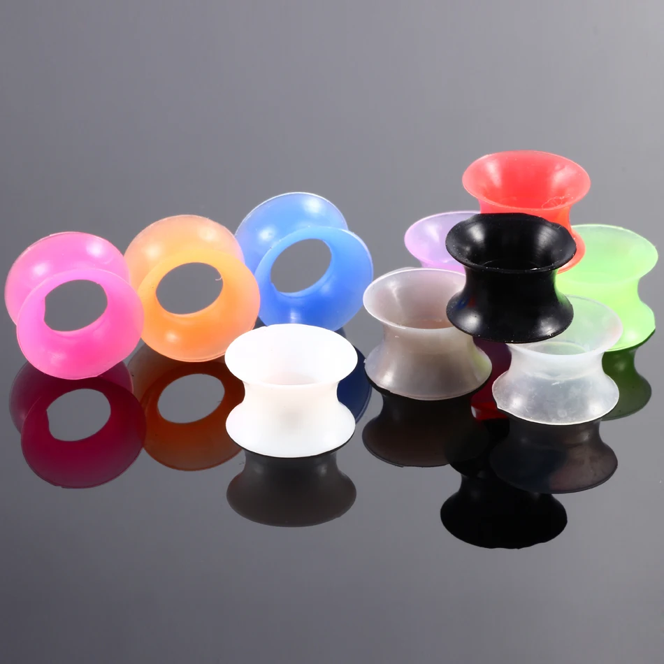 2Pcs/lot Silicone Tunnels for Ear Flexible Flesh Ear Plugs and Tunnels Earlets Expander Stretcher Ear Dilations Piercing Jewelry