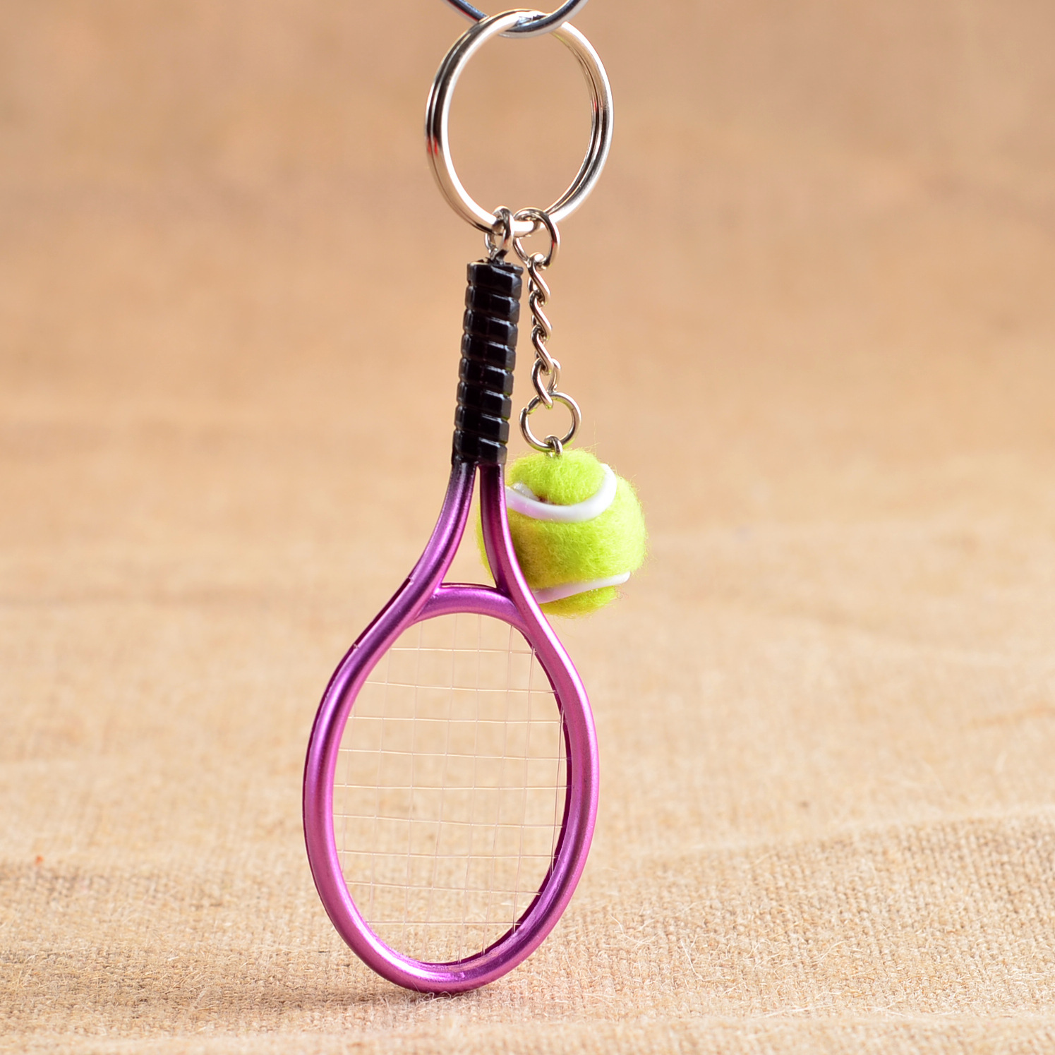 Cute Sport Mini Tennis Racket Pendant Keychain Keyring Key Chain Ring Finder Holer Accessories Gifts for Teenager Fan #1-17162