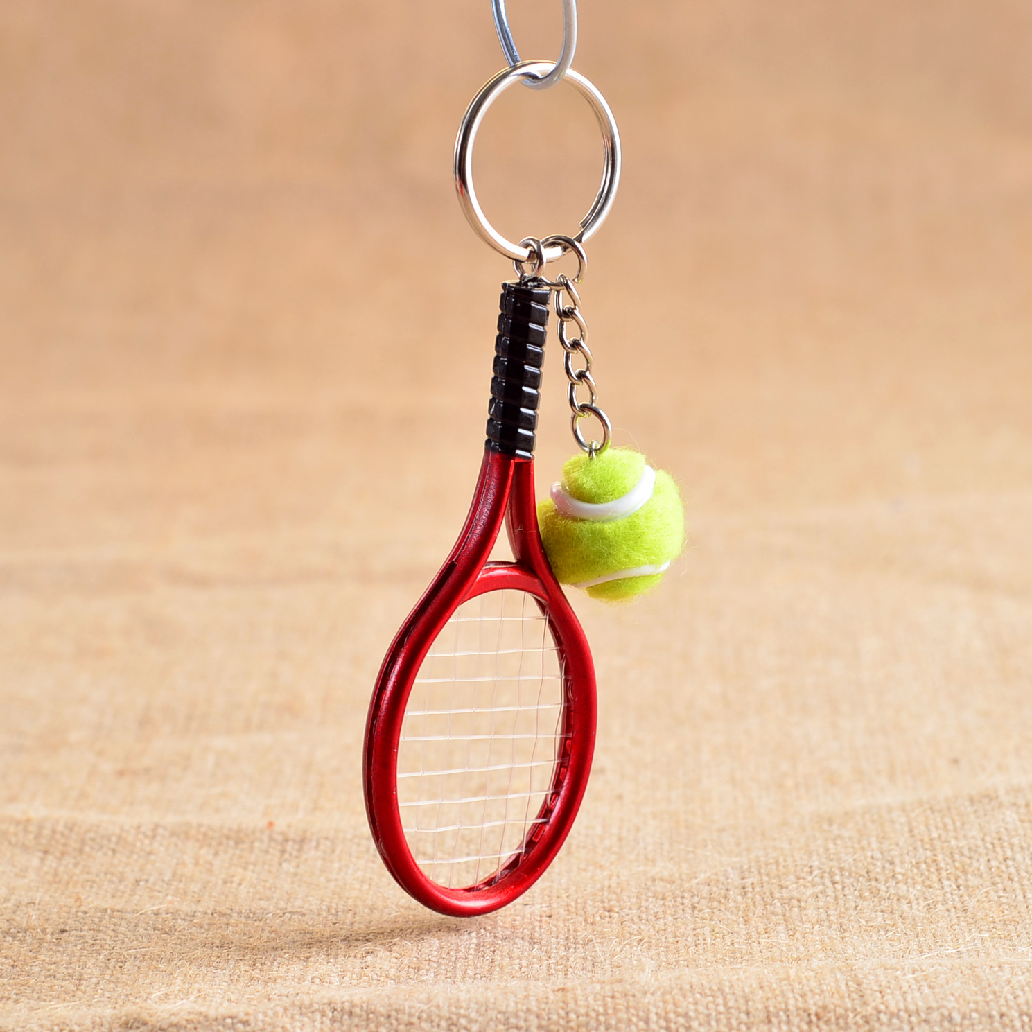 Cute Sport Mini Tennis Racket Pendant Keychain Keyring Key Chain Ring Finder Holer Accessories Gifts for Teenager Fan #1-17162