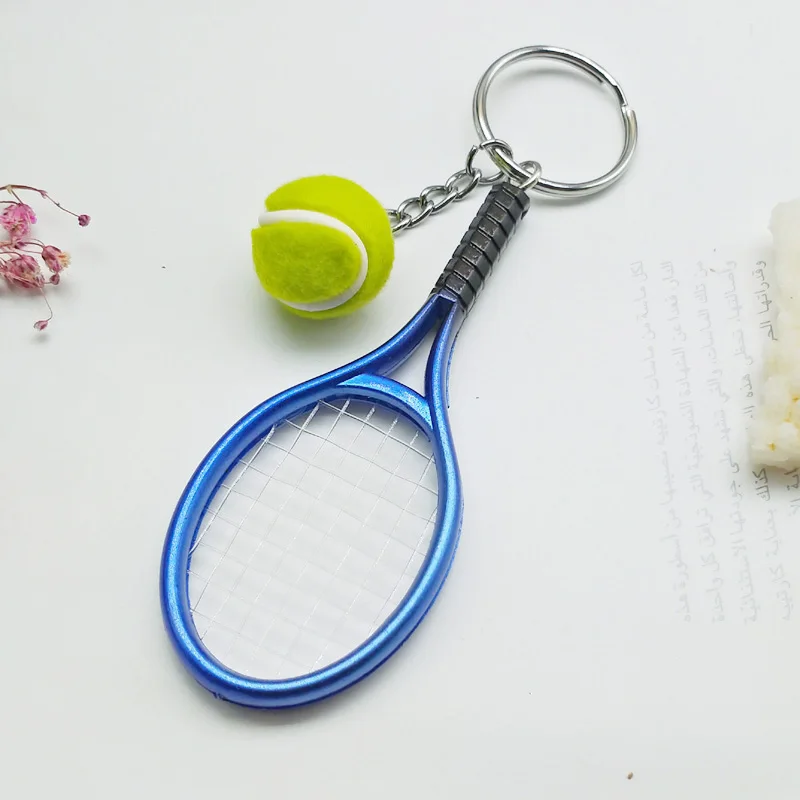 Cute Sport Mini Tennis Racket Pendant Keychain Keyring Key Chain Ring Finder Holer Accessories Gifts for Teenager Fan #1-17162
