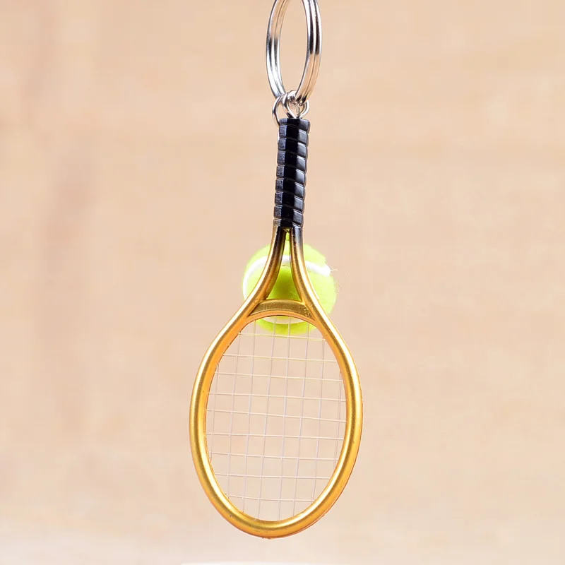 Cute Sport Mini Tennis Racket Pendant Keychain Keyring Key Chain Ring Finder Holer Accessories Gifts for Teenager Fan #1-17162