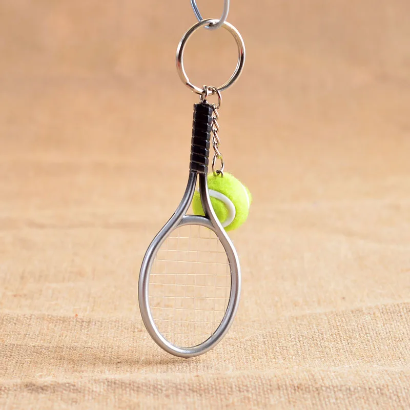 Cute Sport Mini Tennis Racket Pendant Keychain Keyring Key Chain Ring Finder Holer Accessories Gifts for Teenager Fan #1-17162