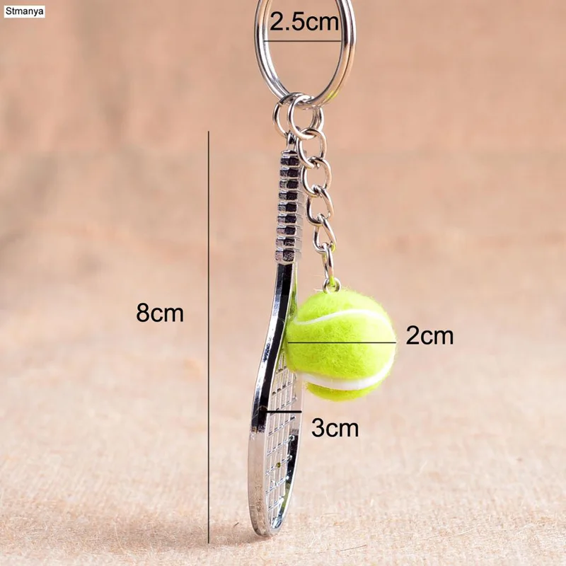 Tennis Racket Keychain - Cute Sport Mini Keychain 6 Color Pendant Car Keyring Sports Key Chain Love Sports Gifts