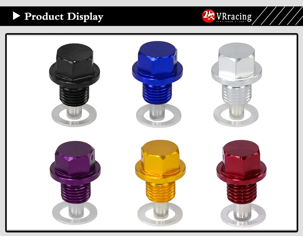 VR - M12x1.5 M12x1.25 M14x1.5 Magnetic Oil Drain Plug &Oil Drain Sump Nut (A lot of colors available) ODP12125/1215/1415