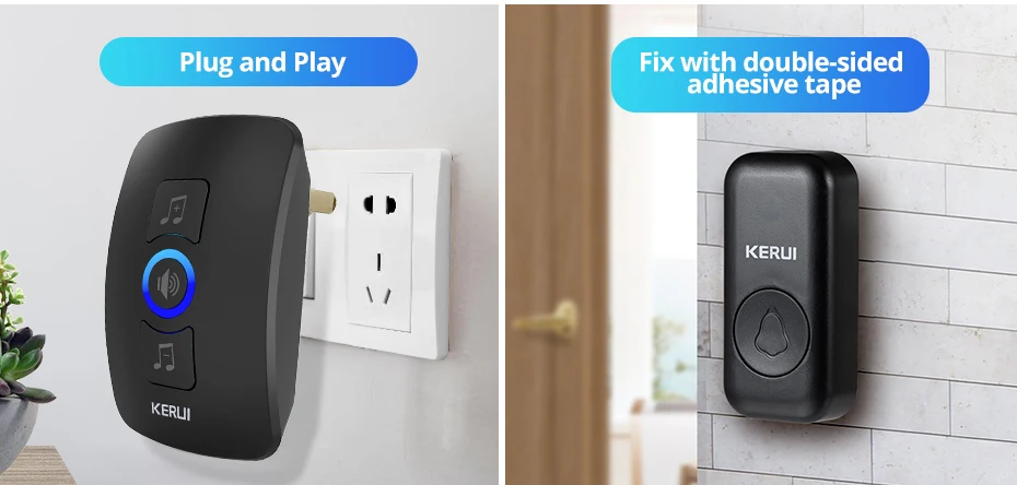 KERUI M525 Outdoor Wireless Doorbell Waterproof Smart Home Door Bell Chime Kit LED Flash Security Alarm Welcome House Melodies