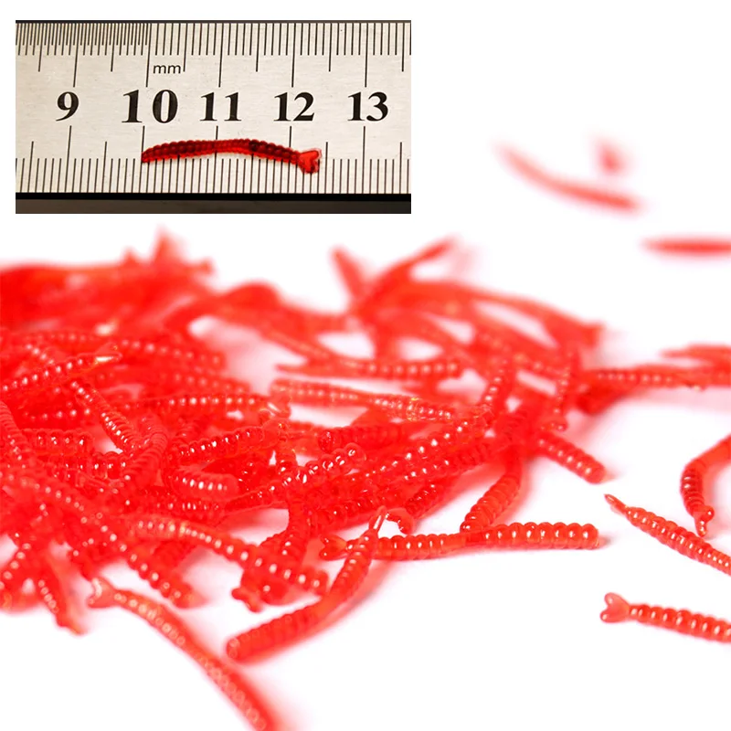 50 or 200 Pcs Lifelike Red Worm Soft Bait Fishy Shrimp Additive Earthworm Fishing Lure Artificial Silicone Baits Bass Carp