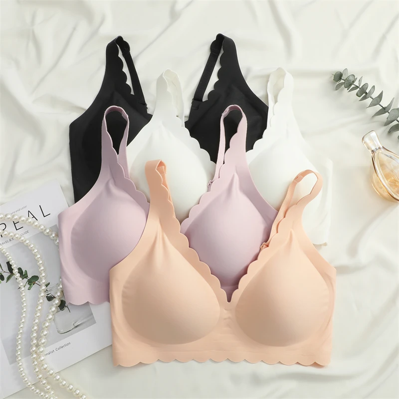 Women's Seamless Bra, Comfortable & Breathable, Removable Pads, Wireless, Adjustable Straps, Suitable For Sleep, Leisure, Yoga