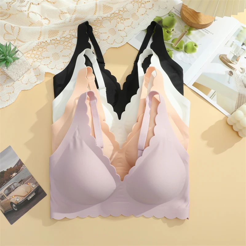 Women's Seamless Bra, Comfortable & Breathable, Removable Pads, Wireless, Adjustable Straps, Suitable For Sleep, Leisure, Yoga