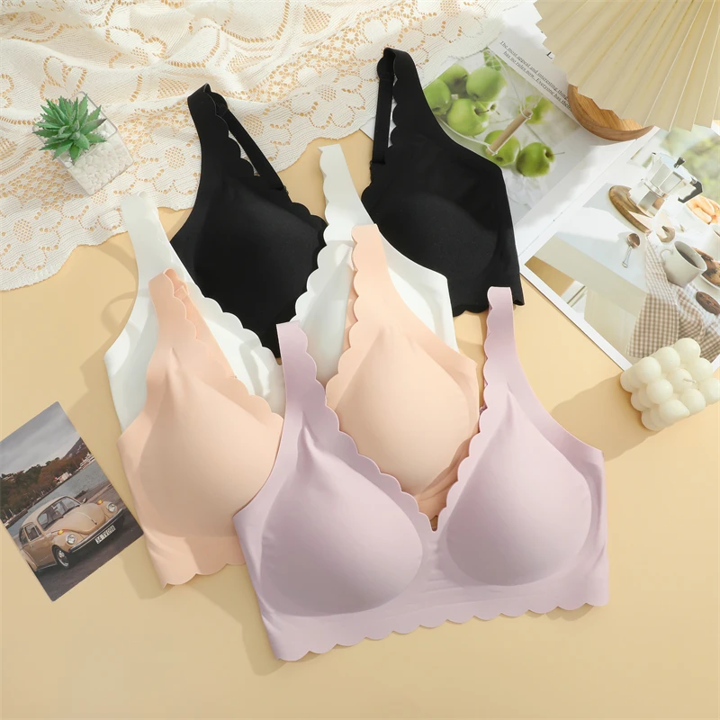 Women's Seamless Bra, Comfortable & Breathable, Removable Pads, Wireless, Adjustable Straps, Suitable For Sleep, Leisure, Yoga