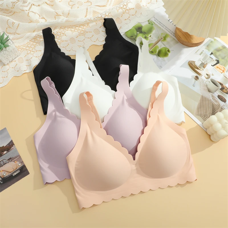 Women's Seamless Bra, Comfortable & Breathable, Removable Pads, Wireless, Adjustable Straps, Suitable For Sleep, Leisure, Yoga