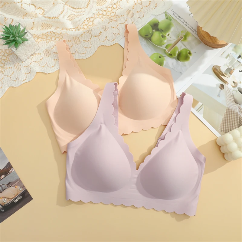 Women's Seamless Bra, Comfortable & Breathable, Removable Pads, Wireless, Adjustable Straps, Suitable For Sleep, Leisure, Yoga